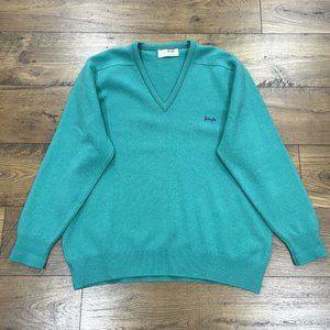 Pringle Sport Sweater Mens 48 Green V-Neck Wool Scotland‎ Embroidered Logo